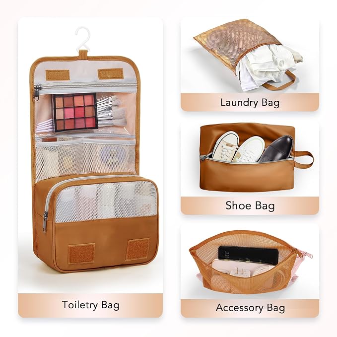 OlarHike 10 Set Compression Packing Cubes for Travel Essentials,Compressible Expandable Space Saver Bags for Organizing Clothes,Luggage Suitcase Garment Bags with Over 1000 pcs Mesh Holes(Brown)
