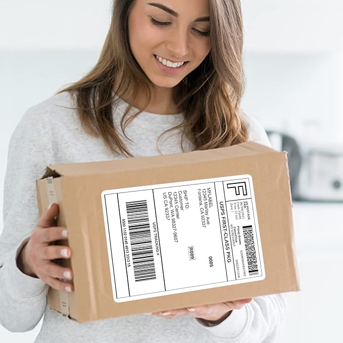 MFLABEL Full Sheet Sticker Label, Address Sticker, White Matte Label Paper, 8-1/2" x 11" Shipping Labels for Laser & Inkjet Printer (600 Labels, 600 Sheets)