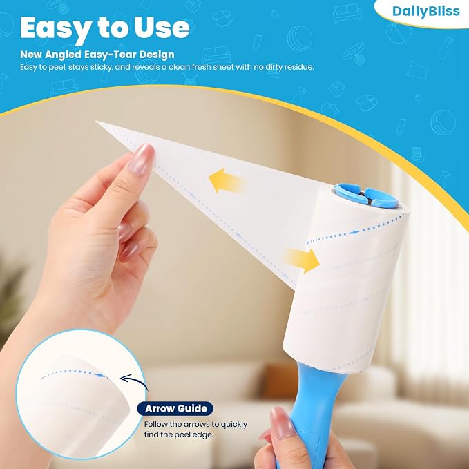 Extra Sticky Lint Roller for Pet Hair, 500 Sheets with 2 Handles | Easy Spiral Tear Lint Rollers,Lint Remover for Clothes, Dog and Cat Hair Remover with Ergonomic Handle