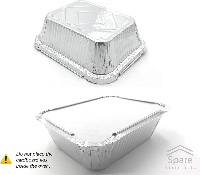 55 Pack - Aluminum Pan/Containers with Lids/Foil Containers/Aluminum Pans with Lids/Take Out Containers/Disposable Pans/Aluminum Foil Food Containers/Freezer Meals containers (1 LB)