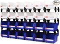Stackable Parts Organizer 24 Pack (5x4x3 Inch), Small Parts Bins Wall Mounted Hanging Storage Bins for Screw, Hardware, Garage, Workbench & Office (Blue & White)