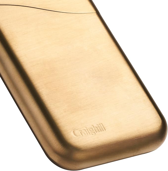 Craighill Summit Business Card Case - Front Pocket Card Holder for Men & Women, Slim & Stylish, Fits Cash, Credit & Business Cards, Solid Metal Construction - Vapor Brass