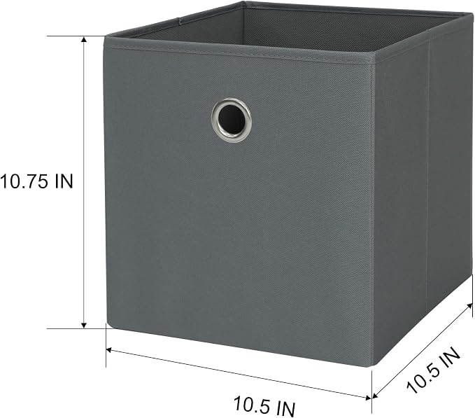 Collapsible Fabric Storage Cube Bin With Handle, Foldable Organizer Basket For Clothes, Books, Toys, Electronics, Bedroom, Living Room, Dorm Room And Closet Storage, 10.5" L X 10.5" W X 10.75" H