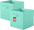 ShellKingdom Storage Bins, Foldable Fabric Storage Cube And Cloth Organizer | Storage Drawer For Closet And Toys, 13 X 13 X 13 INCH, 2 Pack (Mint Green)