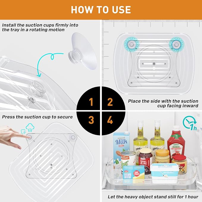 SPACEKEEPER Lazy Susan Turntable Organizer for Fridge Organization and Storage, Rectangle Turntable Lazy Susan Spice Rack for Cabinet Pantry Countertop Fridge Organizers, 1 Pack