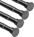 4Pack Tension Rods 23-48Inch Small Tension Curtain Rod For Windows Adjustable Curtain Rods no Drilling Black Tension Rod Spring Curtain Rod Tension rods for Doorway,Closet,Windows