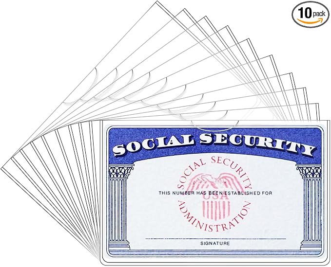 Social Security Card Protector, Clear Credit Card Sleeves, 10-Pack | Durable PVC Material, Clear & Easy to Read, Everyday Essential, Everyday Essential, 3.8 x 2.32 in