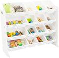 Humble Crew Toy Storage Organizer with 16 Removable Storage Bins for Kids Playroom, 4-Tier Toddler Toy Organization and Storage, White/White