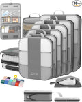 OlarHike 10 Set Compression Packing Cubes for Travel Essentials,Compressible Expandable Space Saver Bags for Organizing Clothes,Luggage Suitcase Garment Bags with Over 1000 pcs Mesh Holes(Gray)