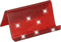 PATIKIL Business Card Holder for Desk, Acrylic Business Card Holders Shine Card Stand Organizer Cards Display for Office Exhibition, Red