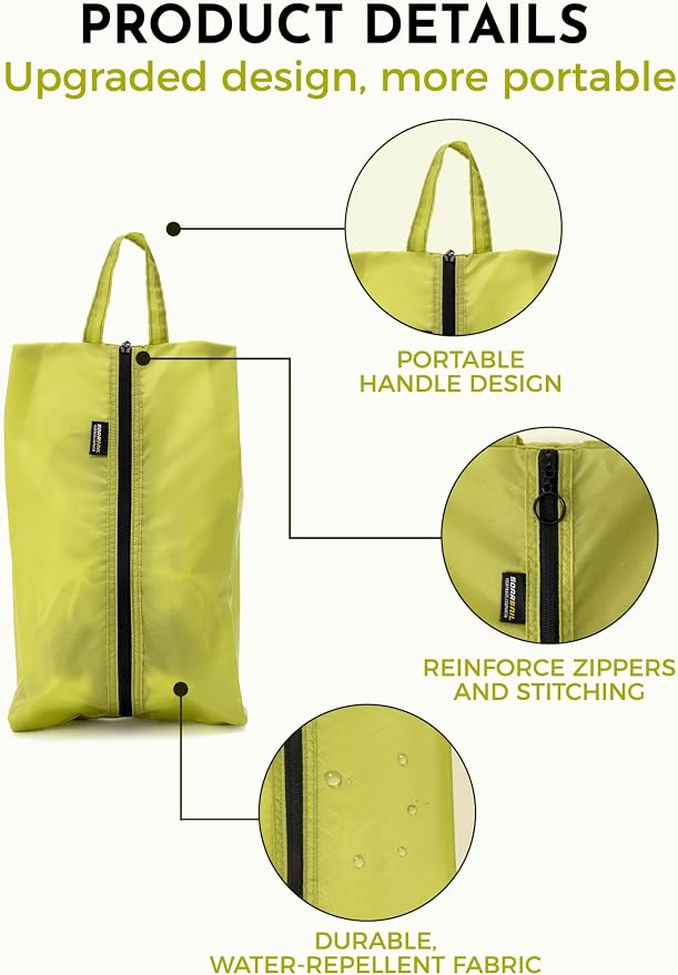 2 Pack Shoe Bags for Travel, Water-Resistant Organizers, Yellow | 100D Composite Nylon, Translucent Design, Large Capacity, Odor and Dust Protection For Gym, Soccer, Golf, Tennis, Baseball