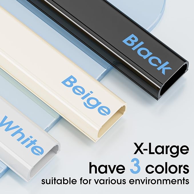Large Cord Hider - 47in Wire Hiders for TV on Wall, Paintable Cable Hider, X-Large Cable Management Kit, Cord Hiding for Wall, W1.6in H0.8in, Beige