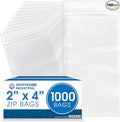 Spartan Industrial - 2” X 4” (1000 Count) 2 Mil Clear Reclosable Zip Plastic Poly Bags with Resealable Lock Seal Zipper