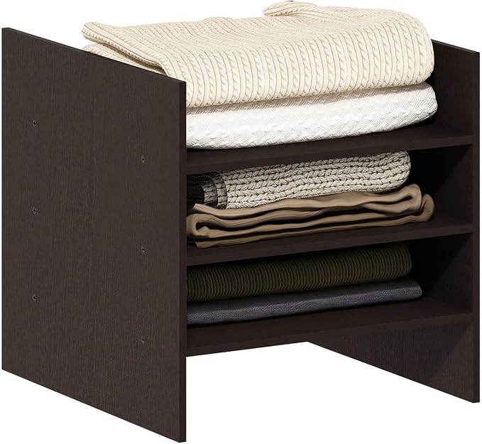 Furinno Cubicle 3-Shelf Cube Insert, Cube Organizer, Dark Oak | Shelf Dividers, Fits into Furinno Extra Thick Cubes, for Organizers and Storage (Does not fit IKEA Kallax Shelving)