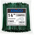 XINGO 14 Inch Garden Green Zip Ties 1200PCS, 75 LBS Ultra Strong Tensile Strength, UV Resistant Cable Ties, Self-locking Plastic Ties for Indoor and Outdoor Use