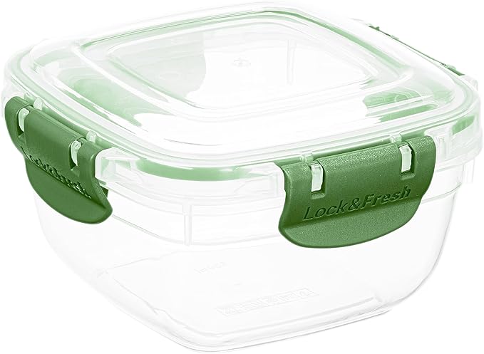 Superio Lock and Fresh Airtight Food Storage Containers with Lids for Kitchen Pantry Organization and Storage, BPA Free, Lunch, and Meal Prep Plastic Containers, 16 oz. Square Sealed Container, Green