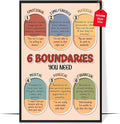 LOLUIS Mental Health Poster, Boho Therapy Tools Educational Supplies Art Print Classroom School Office Decor (6 Boundaries You Need, Custom Frame Type)