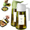 TrendPlain - 16oz Olive Oil Dispenser for Kitchen - 2 in 1 Olive Oil Dispenser and Oil Sprayer - Olive Oil Dispenser Bottle w/Stickers - Olive Oil Sprayer for Cooking 2Pcs White&Green (Light Blockage)