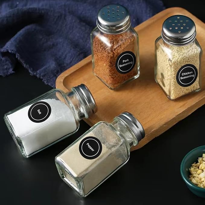 Black Spice Jar Labels Removable Spice Labels Stickers for Kitchen Pantry Food Containers