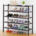 Smiry Long Bamboo Shoe Rack, 5 Tier Free Standing Wooden Shoe Organizer, Stackable Wood Shoe Storage Shelf for Closet, Entryway, 14 Vertical Slats, 2+2+1 Stack Thicker Legs, 33.7"x11"x32.5", Brown