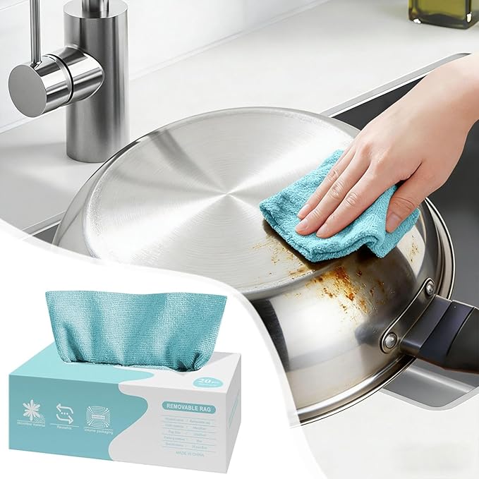 Microfiber Cleaning Cloths in Box, 20 Pack Extract Towels, Lint Free Reusable Rags for Household Kitchen Cleaning, Ultra Absorbent Multi-Purpose Wipes for Car Wash Detailing (01)