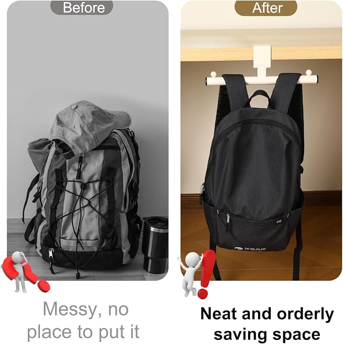 Geelin 2 Pcs White Heavy-Duty Bag Hook for Desk or Table Bag Hanger Backpack Holder Purse Hook Table Handbag Hanger Organizer Storage Under Desk for Office Classroom Dorm Accessories