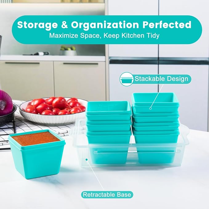 Gemice 1-Cup Silicone Freezer Molds with Lids & Base, Individual 8-Pack | Oven & Dishwasher Safe, BPA-Free Soup Portion Cubes Trays, Freezer Containers for Food Storage