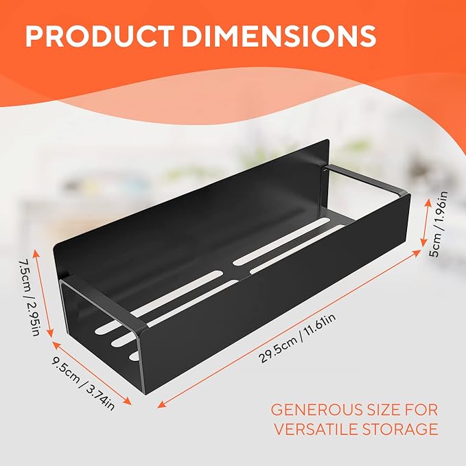 Hamilton Max 2 Pack Magnetic Shelves for Washing Machine, Laundry Organizer and Storage, Magnetic Spice Rack for Refrigerator, Holds 12 pounds each, Black Steel