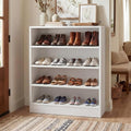 Homieasy Shoe Cabinet, 5-Tier Modern Wood Shoe Storage Organizer, White | 3 Adjustable Shelves for Entryway, Multi-Purpose Display Shelf & Storage Cabinet for Living Room, Bedroom