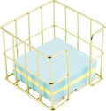 Gold Sticky Note Holder for Desk, 3x3 Metal Wire Memo Pad Dispenser, Cute Square Post Note Cube Organizer, Office Desk Accessories for Women (3.74 Inch)