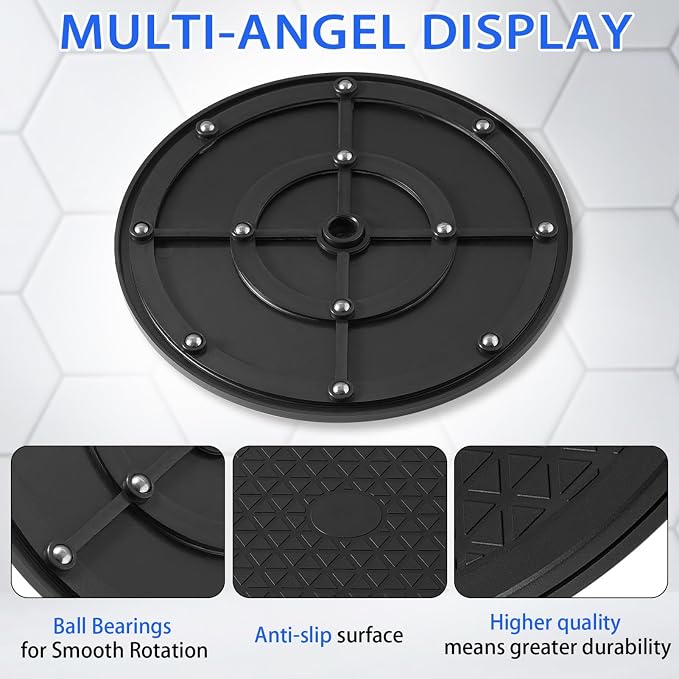 1 Pack 12 Inch Lazy Susan Turntable Heavy Duty Rotating Platform Smooth 360 Swivel for Tabletop, Monitor, Crafts, and TV - Black