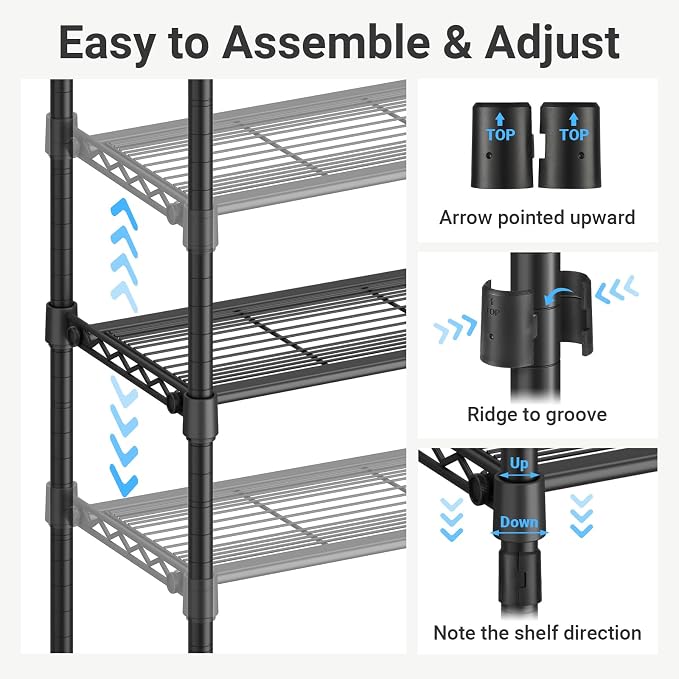 VIPEK X3S Expandable Closet System, Heavy Duty Freestanding Closet Organizer with Shoe Shelves, 5 Hanging Rods & 8 Adjustable Shelves, Fits 5.10 to 8.8 FT, Black