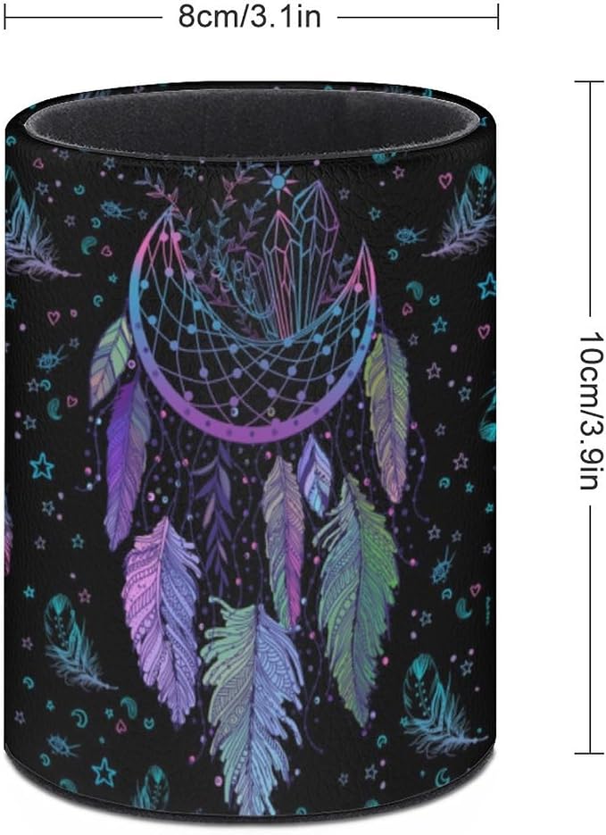 Dreamcatcher Pen Holder Pencil Cup for Desk Organizer | Cute Makeup Brush Holder PU Multifunctional Office Suppliesfor Decor Home Classroom School