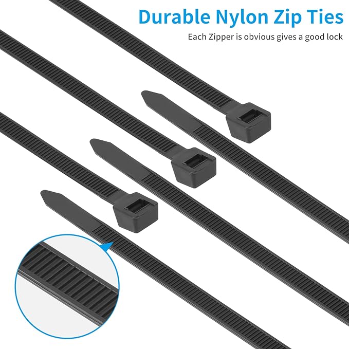Armpow 18 inch Black Zip Ties Heavy Duty 100 PACK, 220 LBS Ultra Exclusive Strong Plastic Wire Ties, Large Cable Ties Extra Long Tie Wraps, Indoor and Outdoor UV Resistant
