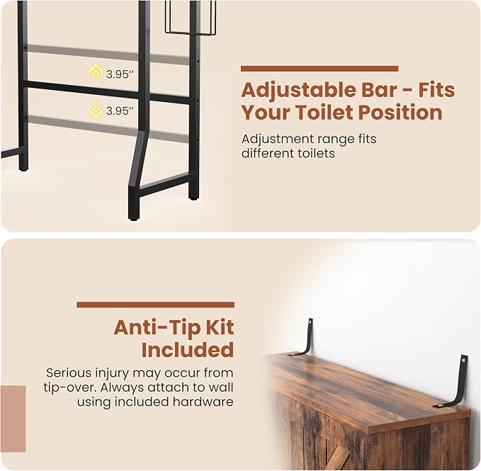 23.6" Over The Toilet Storage Cabinet with Barn Door,Bathroom Organizers and Storage with Adjustable Shelves, Farmhouse Over Toilet Organizer for Bathroom,Restroom,Laundry,Brown