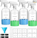 GIVAMEIHF 4 Pack Glass Spray Bottles with Silicone Sleeve,16oz Clear Glass Spray Bottles Refillable Empty Bottle with Adjustable Nozzle,Spray Bottle for Cleaning Solutions,Essential Oils,Pets,Hair