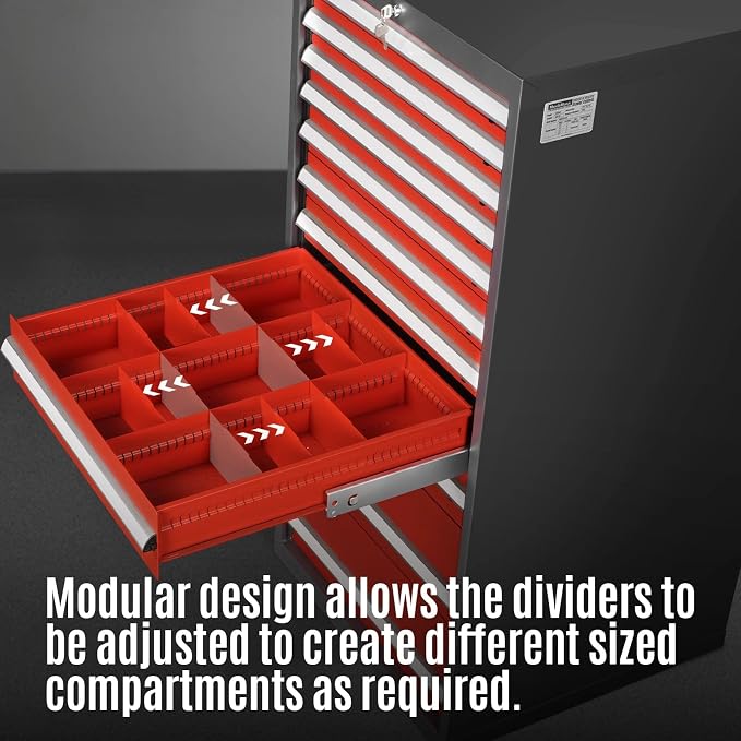MechMaxx Heavy Duty Modular Drawer Cabinet – 9 Drawer Tool Storage Organizer, Steel Construction, 59" W x 28.5" D x 28.5" H，Model MD59A9