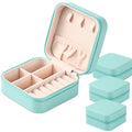 Neveika Portable Travel Mini Jewelry Box Leather Jewellery Ring Organizer Case Storage Gift Box Girls Women (4pcs blue).