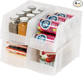 IRIS USA Clear Plastic Stackable Storage Bins, Medium- 4 Pack, Open Front Fridge Pantry Kitchen Closet Cabinet Bathroom Organizer Basket for Organizing Snack, Cans, Office Supplies, and Coffee Pods