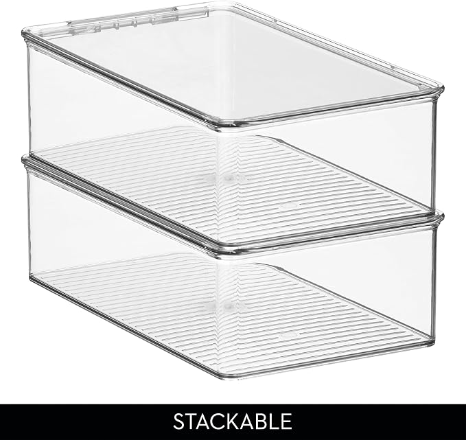 iDesign Stackable Plastic Shoe Box with Hinged-Lid, Set of 4, Clear | For Sneakers, For Sandals, For Flats