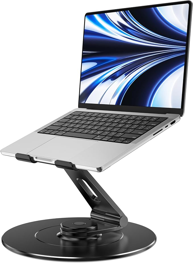 LOXP Ultra-Stable Laptop Stand for Desk with Larger Base | Military-Grade Aluminum Anti-Loosening Structure - Height Adjustable Laptop Stand Suitable for 10-17.3 inch