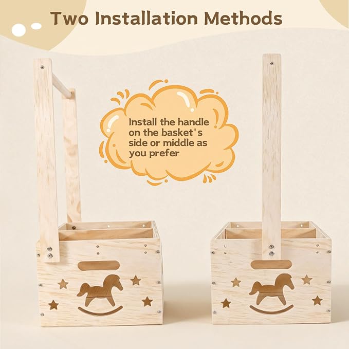 Baby Shower Crate Closet - Wooden Gift Basket with Hangers and Removable Divider, Personalized New Mom Gifts to Welcome Newborn Boys Girls (Natural Wood)