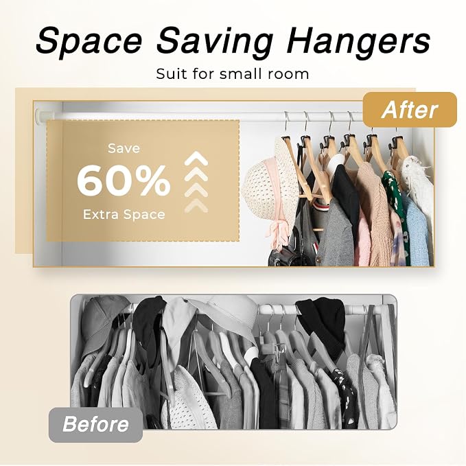 HOUSE DAY Space Saving Hangers 100 Pack, Clothes Hanger Connector Hooks, Heavy Duty Closet Space Saver, Small Space Solutions, Cascading Dorm Room Closet Organizer and Storage - Black