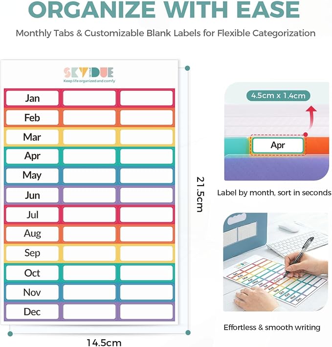 SKYDUE Accordion File Organizer, Expanding File Folder with 12 Pockets, Portable Document Paper Bill Receipt Organizer, Home School Office Supplies, Letter A4 Size Purple