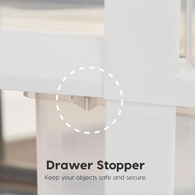 IRIS USA 3-Drawer Rolling Storage Cart, White/Clear | Keep craft supplies, office essentials, classroom items, and accessories organized with easy-access drawers for daily use