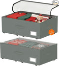 Under Bed Storage with Wheels, 2-Pack Under Bed Storage Containers, No Assemble Required 10 inches Height, Rolling underbed storage Drawers, Underbed Storage Bins for Shoes, Clothes, Blankets, Toys