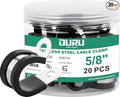 OURU 20pcs 5/8 Inch Stainless Steel Cable Clamps,Rubber Coated Cushioned Insulated Cable Clamp,Automotive Cable Wire Clamps,Pipe Clamps,Metal Clamp for Tube,Lines,Wire Cord Installation(Black,16mm)