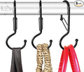 6 Purse Hanger for Closet. Tote Hanger. S-Shaped Hooks S Hooks Twist Design. Anti Drop S-Shaped Hook for Hanging Handbags with Safety Buckle to Prevent Falls. Heavy Duty. (Black, Twisted)