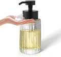 Easy Tang Glass Foaming Soap Dispenser with Black Pump, 12 OZ Vintage-Inspired Modern Glass Refillable Bottle, Hand Soap for Bathroom Countertop and Kitchen