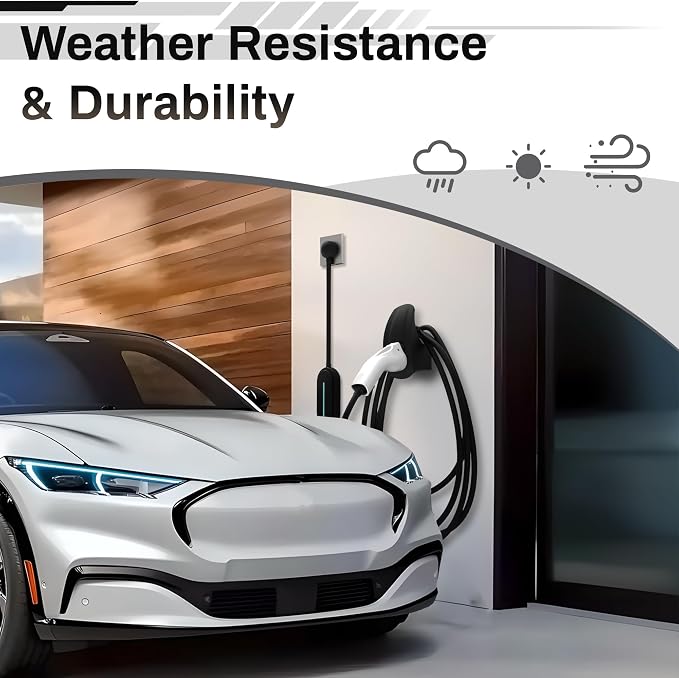SEVEN SPARTA EV Charging Cable Holder Wall Mount for J1772 Charger, Black | Nozzle Holster, Cable Organizer for Save Garage Space, For J1772 Electric Vehicle Charging Connector